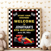 Start Your Engines! Fun Racing Driver Birthday Boy ポスター