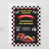 Start Your Engines! Fun Racing Driver Birthday Boy 招待状 (正面)
