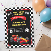Start Your Engines! Fun Racing Driver Birthday Boy 招待状