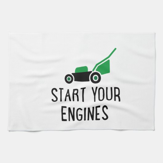 Start your Engines Lawn Mower キッチンタオル (横)