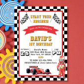 Start Your Engines Race Car 1st Birthday Party 招待状
