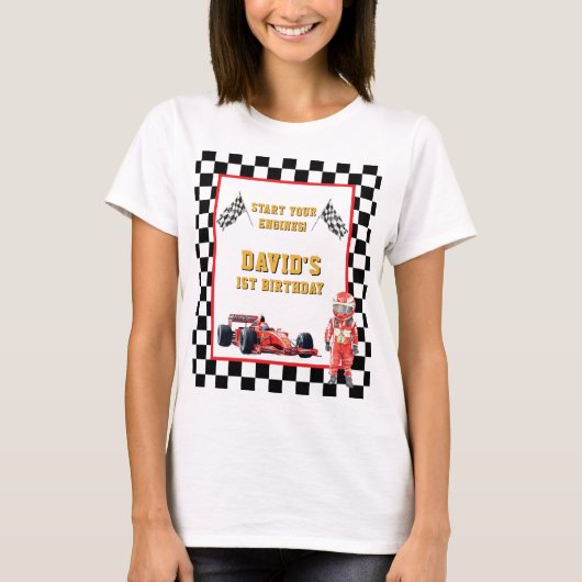 Start Your Engines Race Car 1st Birthday Tシャツ (正面)