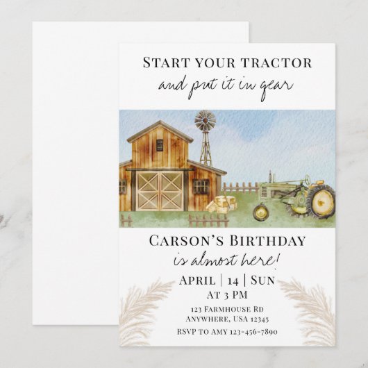 Start Your Tractor  招待状 (正面/裏面)