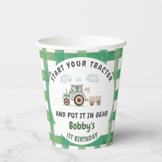 Start Your Tractor 1st Birthday 紙コップ (裏面)