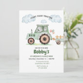 Start Your Tractor 1st Birthday Invitation 招待状 (スタンド正面)