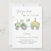 Start Your Tractor 1st Birthday Party 招待状 (正面)