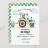 Start Your Tractor 1st Birthday Photo Invitation 招待状 (正面/裏面)