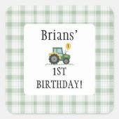 Start Your Tractor Children Birthd Square Sticker スクエアシール (正面)