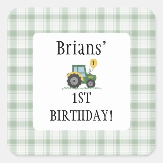 Start Your Tractor Children Birthd Square Sticker スクエアシール (正面)