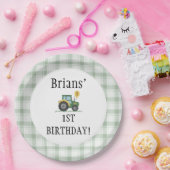 Start Your Tractor Round Paper Plate  ペーパープレート (パーティー)