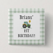 Start Your Tractor Square Button 缶バッジ (正面)