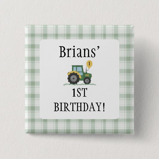 Start Your Tractor Square Button 缶バッジ (正面)