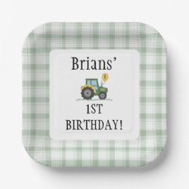 Start Your Tractor Square Paper Plate ペーパープレート