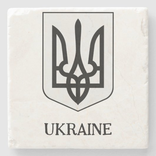 State Coat of Arms of Ukraine Minimalist Art ストーンコースター (正面)
