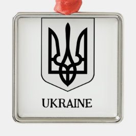 State Coat of Arms of Ukraine Minimalist Art メタルオーナメント