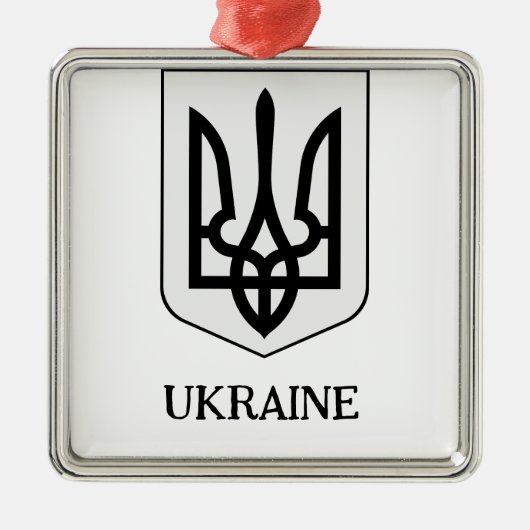 State Coat of Arms of Ukraine Minimalist Art メタルオーナメント (正面)