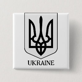 State Coat of Arms of Ukraine Minimalist Art 缶バッジ