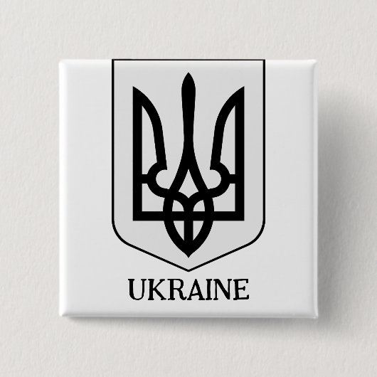 State Coat of Arms of Ukraine Minimalist Art 缶バッジ (正面)
