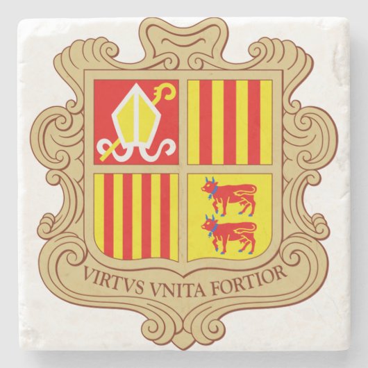 State Emblem of Andorra Historic Co-Principality ストーンコースター (正面)