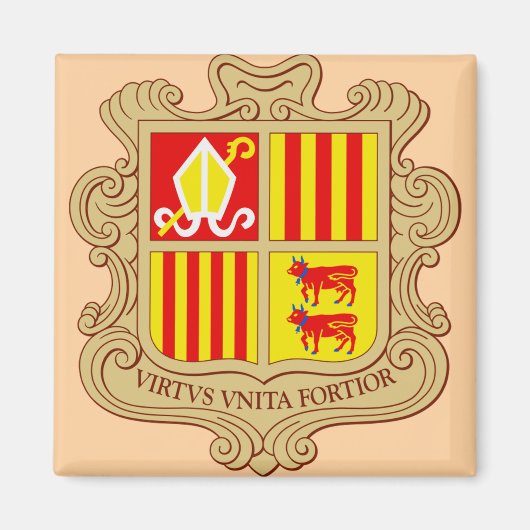 State Emblem of Andorra Historic Co-Principality マグネット (正面)