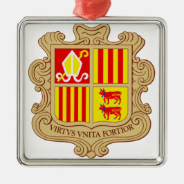 State Emblem of Andorra Historic Co-Principality メタルオーナメント