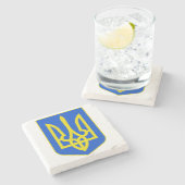State Emblem of Ukraine Golden Trident Fine Art ストーンコースター (横)