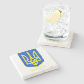 State Emblem of Ukraine Golden Trident Fine Art ストーンコースター (横)