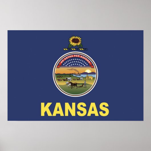 State Flag of Kansas, USA ポスター (正面)
