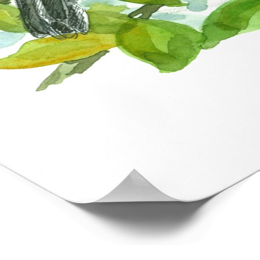 State Flower of Florida Orange Blossom Mockingbird ポスター (角)