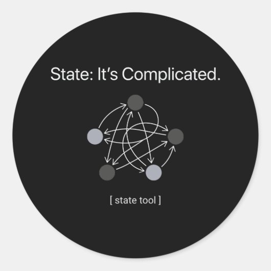 State Its Complicated Programmer Humor ラウンドシール (正面)