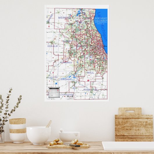 State Legislative Districts - Northeast Illinois ポスター (キッチン)