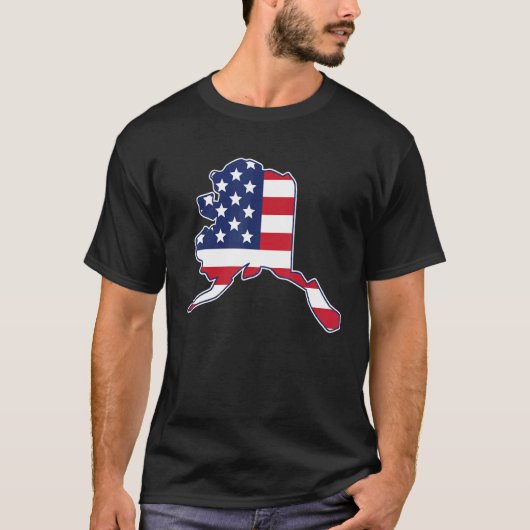 State of Alaska USA American Flag Patriotic Tシャツ (正面)