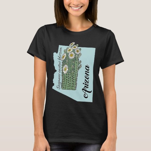 State of Arizona Flower Saguaro cactus blossom Tシャツ (正面)