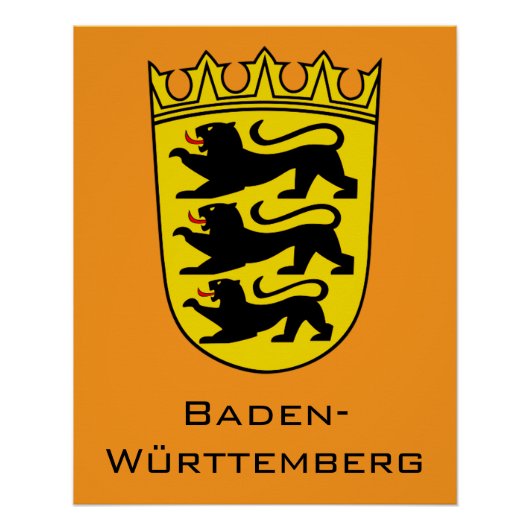 State of Baden-Württemberg Grand Coat of Arms Art ポスター (正面)