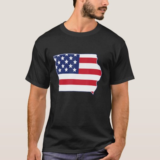 State of Iowa USA American Flag Patriotic Tシャツ (正面)