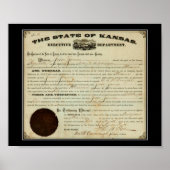 State of Kansas 1875 Jesse James Extradition Order ポスター (正面)