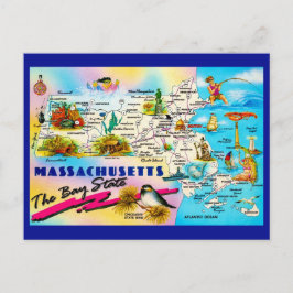 State of Massachusetts Map Postcard ポストカード