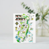 State of New Jersey Illustrated Postcard ポストカード (スタンド正面)