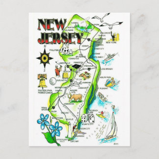 State of New Jersey Illustrated Postcard ポストカード