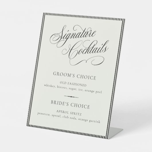 STATELY Signature Cocktails Wedding Bar Menu 台座サイン (正面)