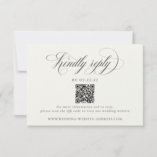 Stately Stripes Wedding QR Code 出欠カード (正面)