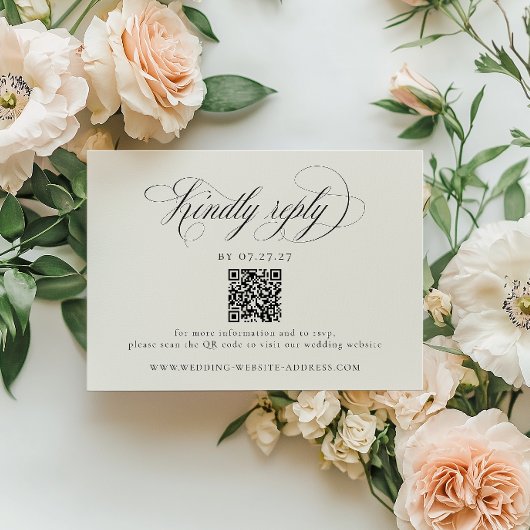 Stately Stripes Wedding QR Code 出欠カード