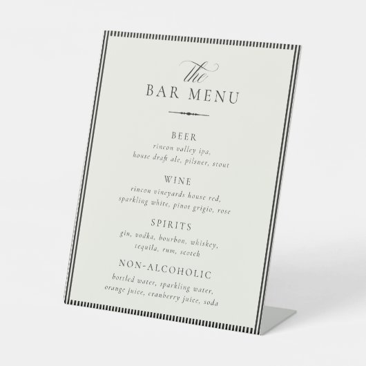 STATELY Wedding Bar Menu 台座サイン (正面)
