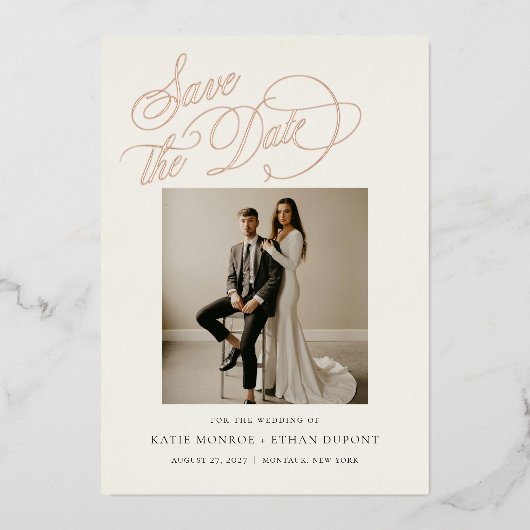 STATELY Wedding Photo Save The Date 箔招待状 (正面)