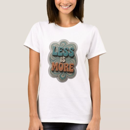 Statement Blue LESS IS MORE 3Dテキストアート Tシャツ (正面)
