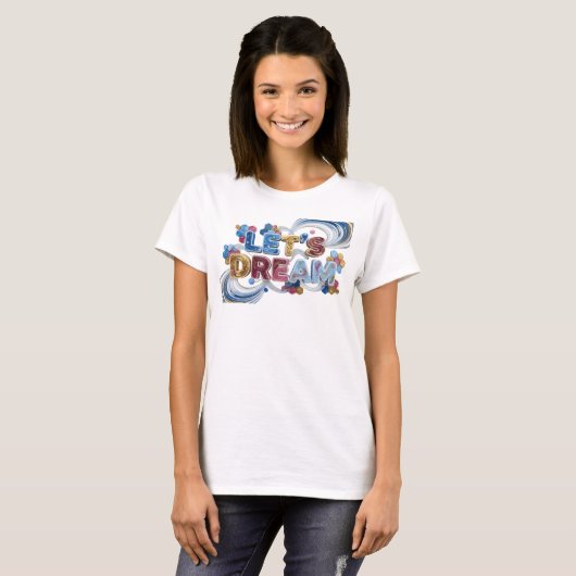 Statement Blue LET'S DREAM プリント Tシャツ (正面フル)