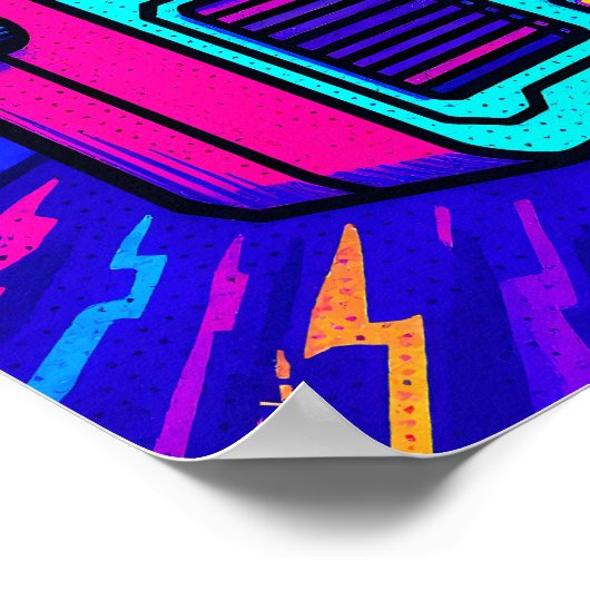 Statement Glitch City Pop Art Home Decor Print ポスター (角)