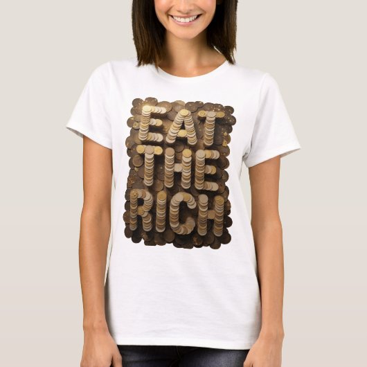 Statement Gold EAT THE RICH テキストデザイン Tシャツ (正面)