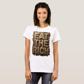 Statement Gold EAT THE RICH テキストデザイン Tシャツ (正面フル)