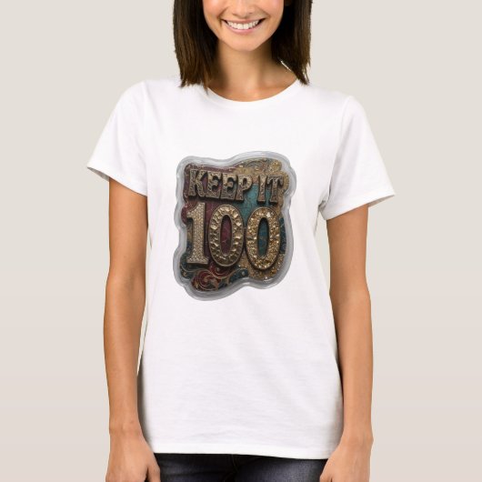 Statement Gold KEEP IT 100 引用Tシャツ Tシャツ (正面)